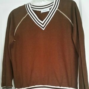 Vintage Loomtogs Brown & White Sweater Sz L